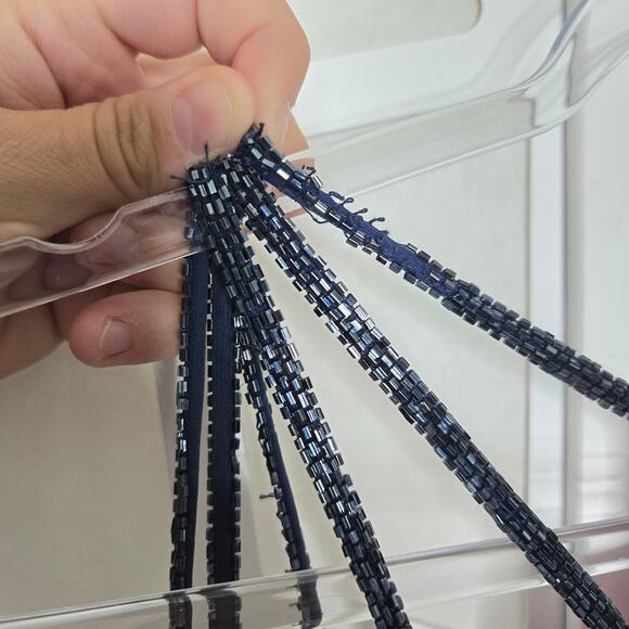 VINTAGE Andretta Donatello Purple Hand Beaded Mermaid Maxi Dress Women SZ LG 90s - Picture 4 of 9